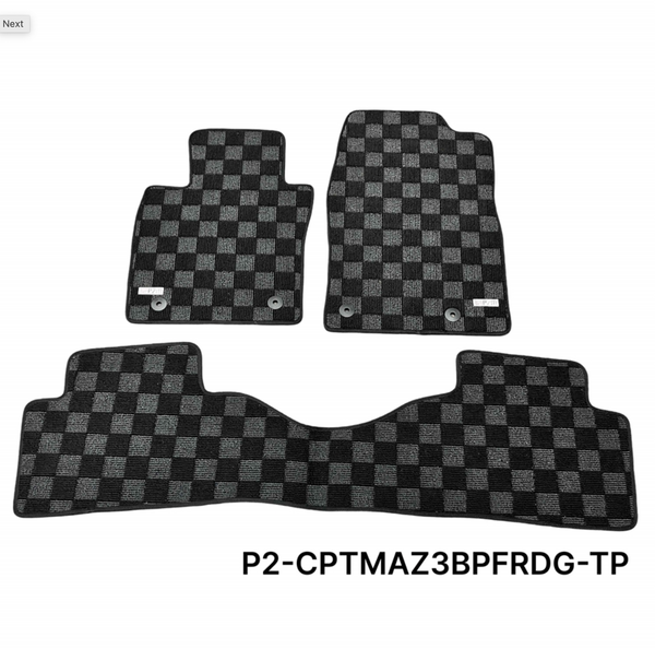 Phase 2 Motortrend (P2M) Checkered Carpet Race Floor Mats - Mazda 3 BP (2019-2024)