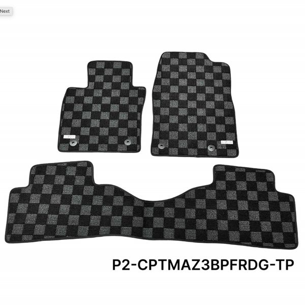 Phase 2 Motortrend (P2M) Checkered Carpet Race Floor Mats - Mazda 3 BP (2019-2024)
