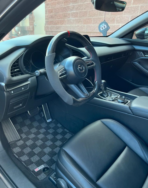 Phase 2 Motortrend (P2M) Checkered Carpet Race Floor Mats - Mazda 3 BP (2019-2024)