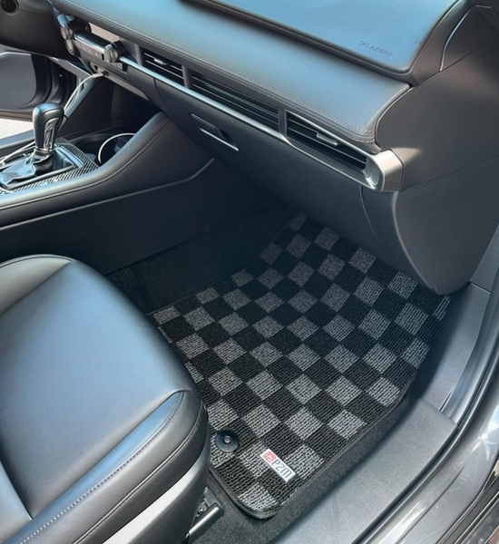 Phase 2 Motortrend (P2M) Checkered Carpet Race Floor Mats - Mazda 3 BP (2019-2024)