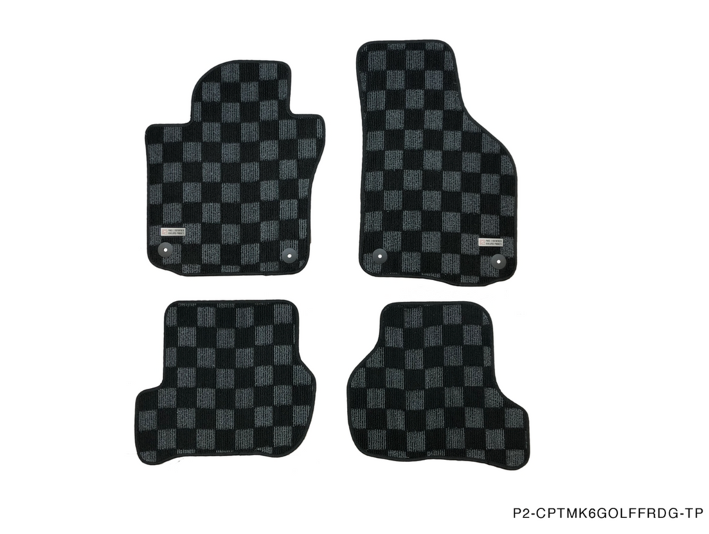 Phase 2 Motortrend (P2M) Checkered Carpet Race Floor Mats Front & Rear - Volkswagen MK3 Scirocco (3 DOOR HATCH) 2009-17
