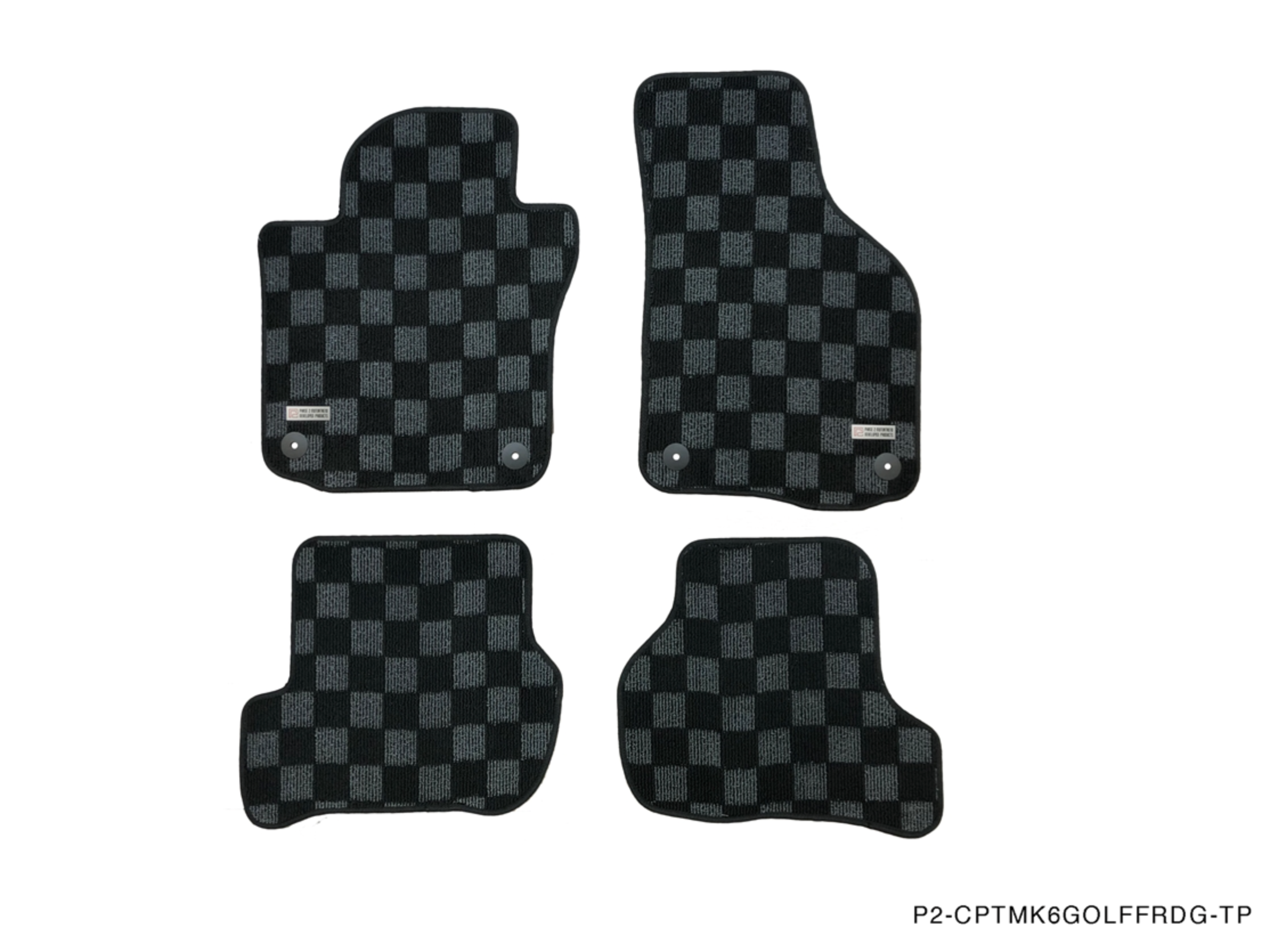 Phase 2 Motortrend (P2M) Checkered Carpet Race Floor Mats Front & Rear - Volkswagen MK3 Scirocco (3 DOOR HATCH) 2009-17