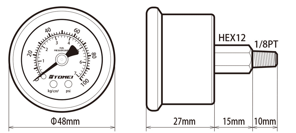 TOMEI Adjustable Fuel Pressure Regulator FPR Gauge ONLY - Universal