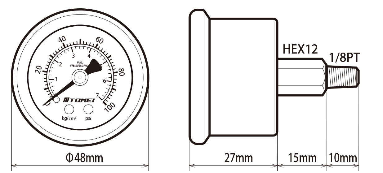 TOMEI Adjustable Fuel Pressure Regulator FPR Gauge ONLY - Universal