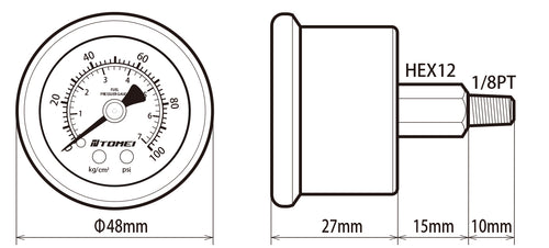 TOMEI Adjustable Fuel Pressure Regulator FPR Gauge ONLY - Universal