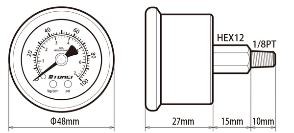 TOMEI Adjustable Fuel Pressure Regulator FPR Gauge ONLY - Universal