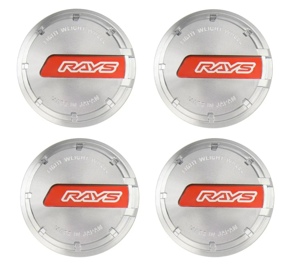 Rays Gram Lights 57CR / 57DR Center Cap - Red / Silver - Set of 4
