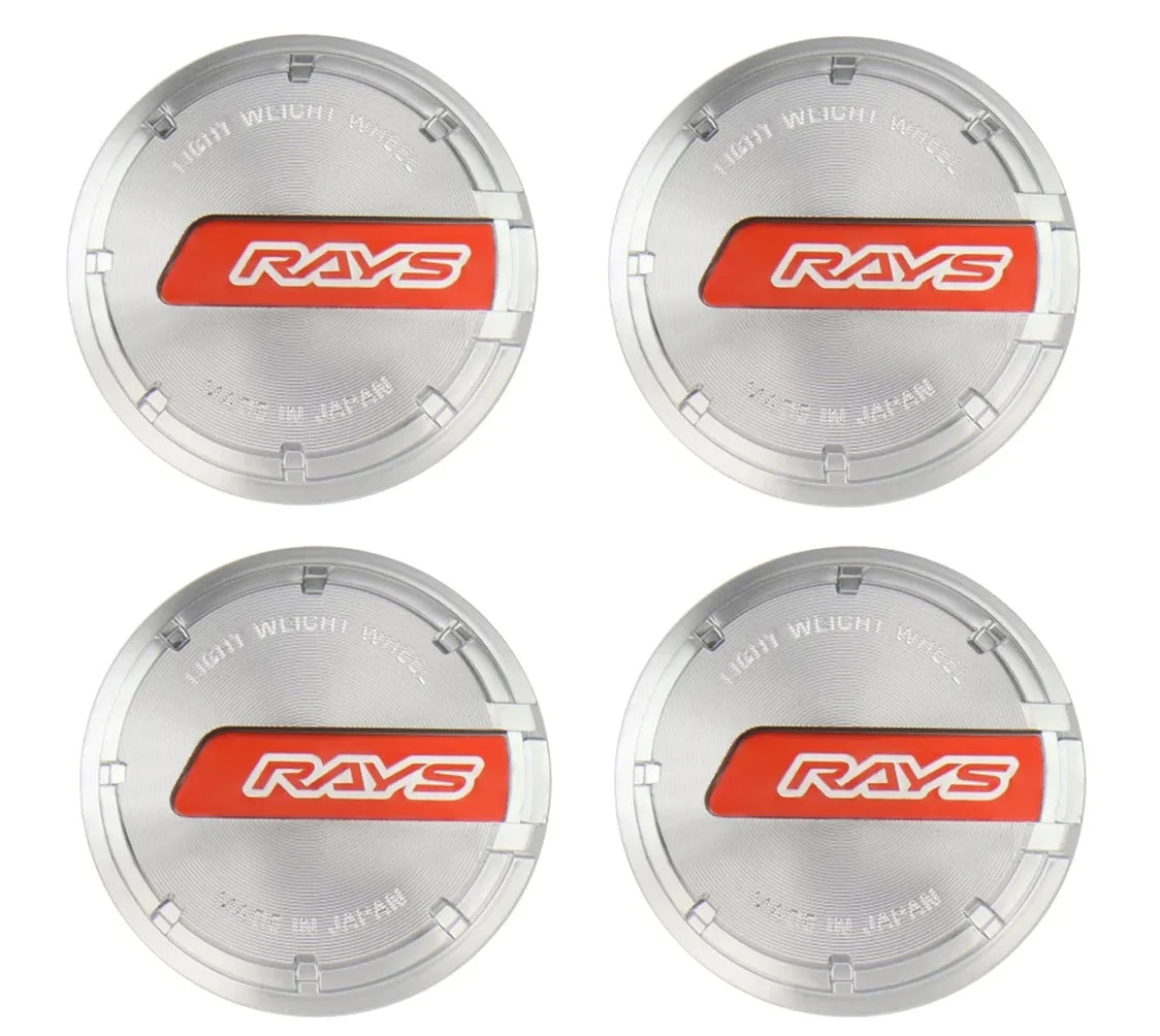 Rays Gram Lights 57CR / 57DR Center Cap - Red / Silver - Set of 4