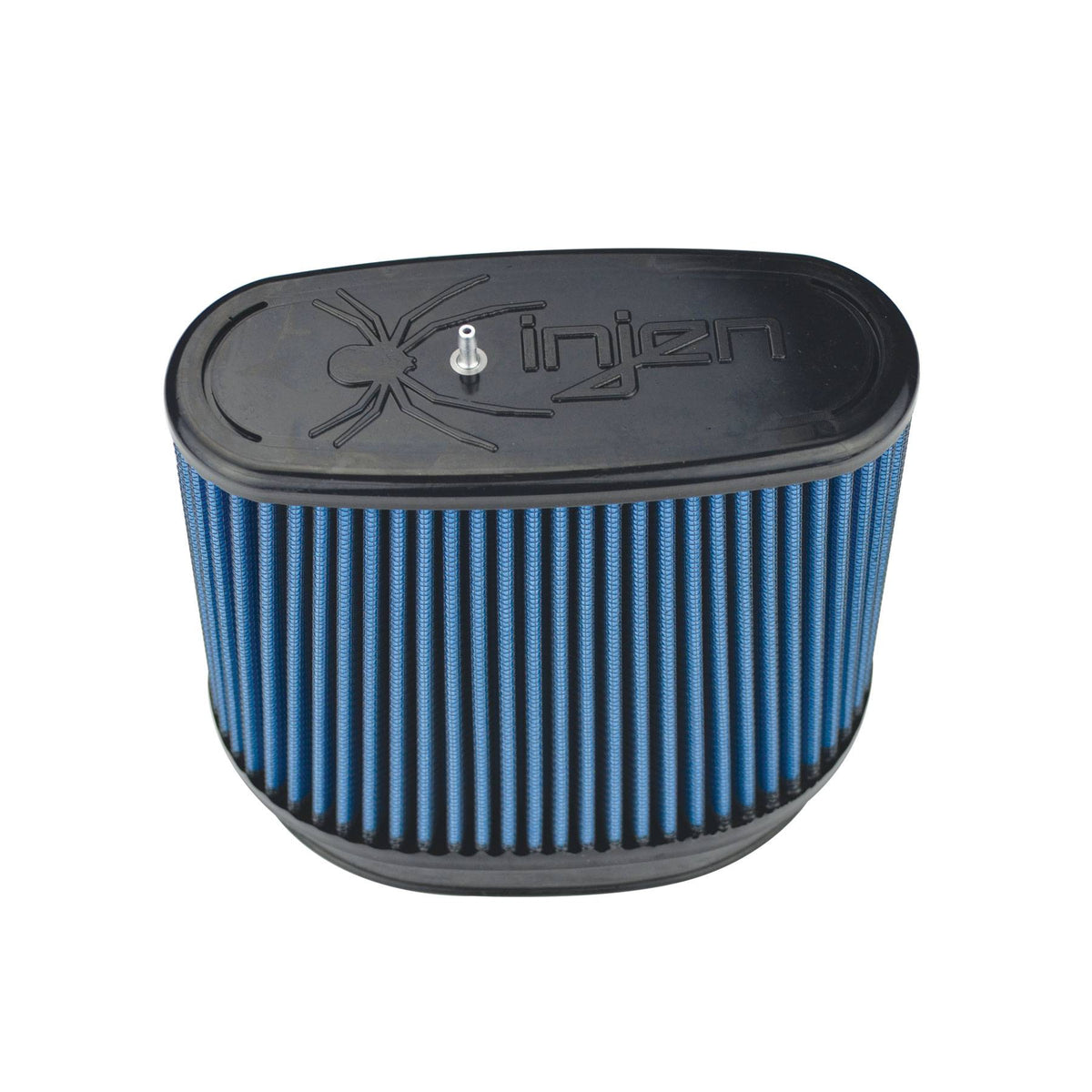 Injen Technology SuperNano-Web Air Filter - 6.70" x 4.55" Oval ID / 7.70" x 5.70" Oval Base / 5.55" Media HT / 7.00" x 2.75" Oval Top/ Filter Monitor Nipple
