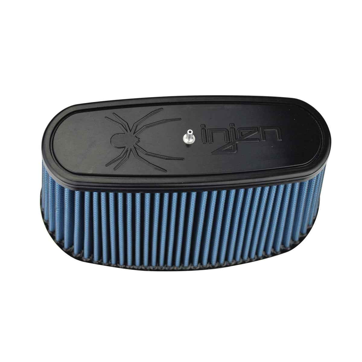 Injen Technology SuperNano-Web Air Filter - 8.725" x 3.940" Oval ID / 10.375" x 5.590" Oval Base / 4.75" Media HT / 7.910" x 3.125" Oval Top/ Filter Monitor Nipple