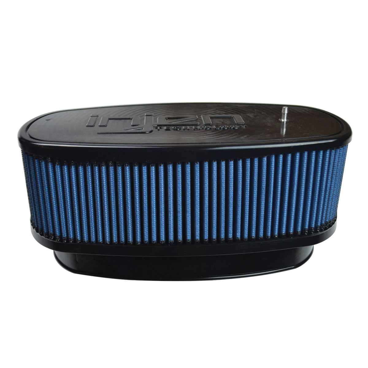 Injen Technology SuperNano-Web Air Filter - 8.725" x 3.940 Oval ID / 10.375" x 5.590" Oval Base / 3.10" Media HT / 10.125" x 4.725" Oval Top/ Filter Monitor Nipple