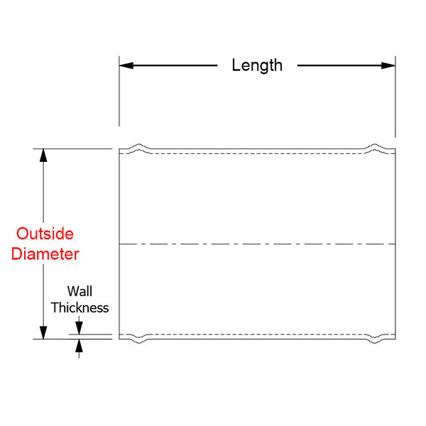 HPS 2.5" OD x 3" Long, 6061 Aluminum Joiner Tube Piping with Bead Roll