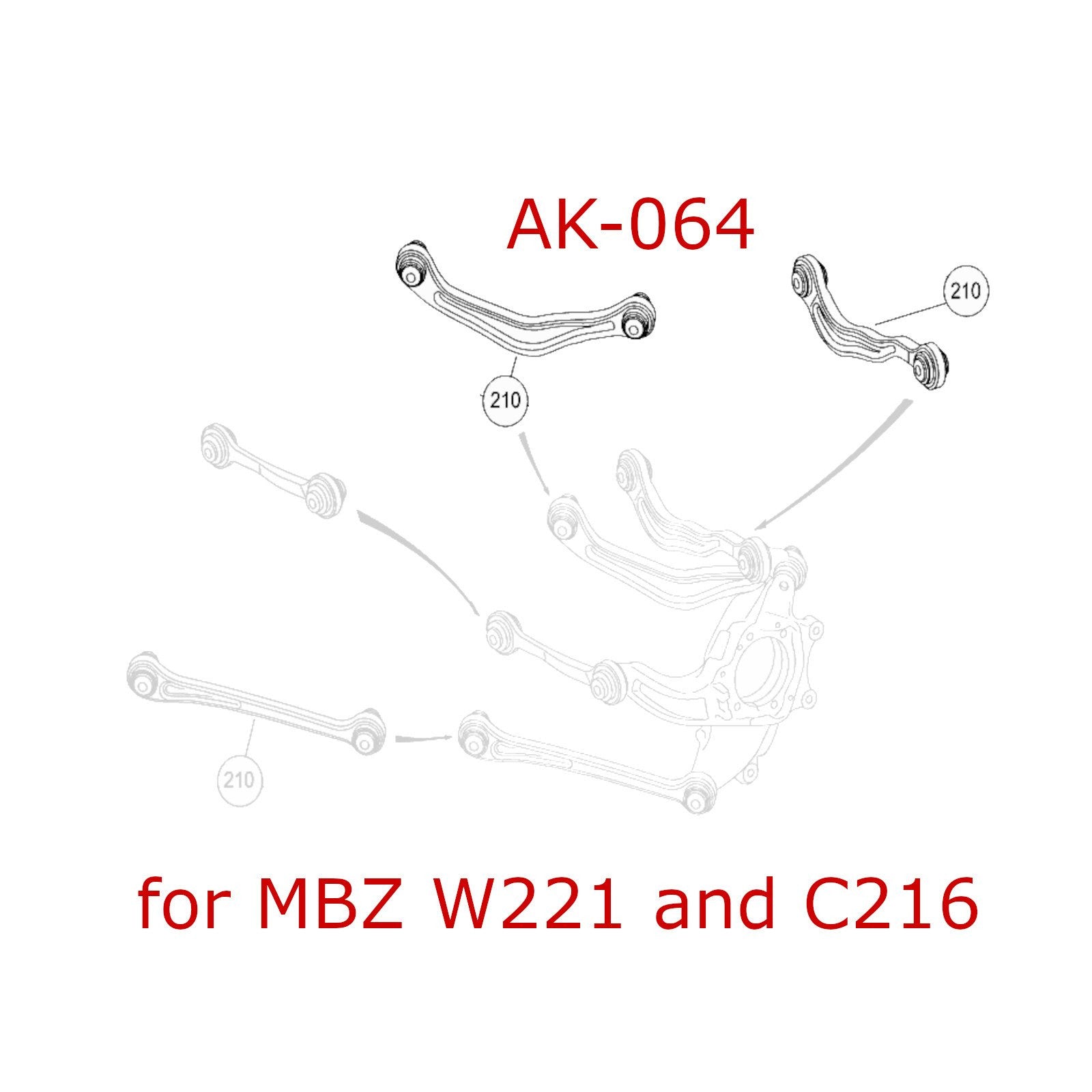 GodSpeed Project (GSP) Rear Upper Camber Control Arms Set - Mercedes-Benz S-Class (W221) 2007-13