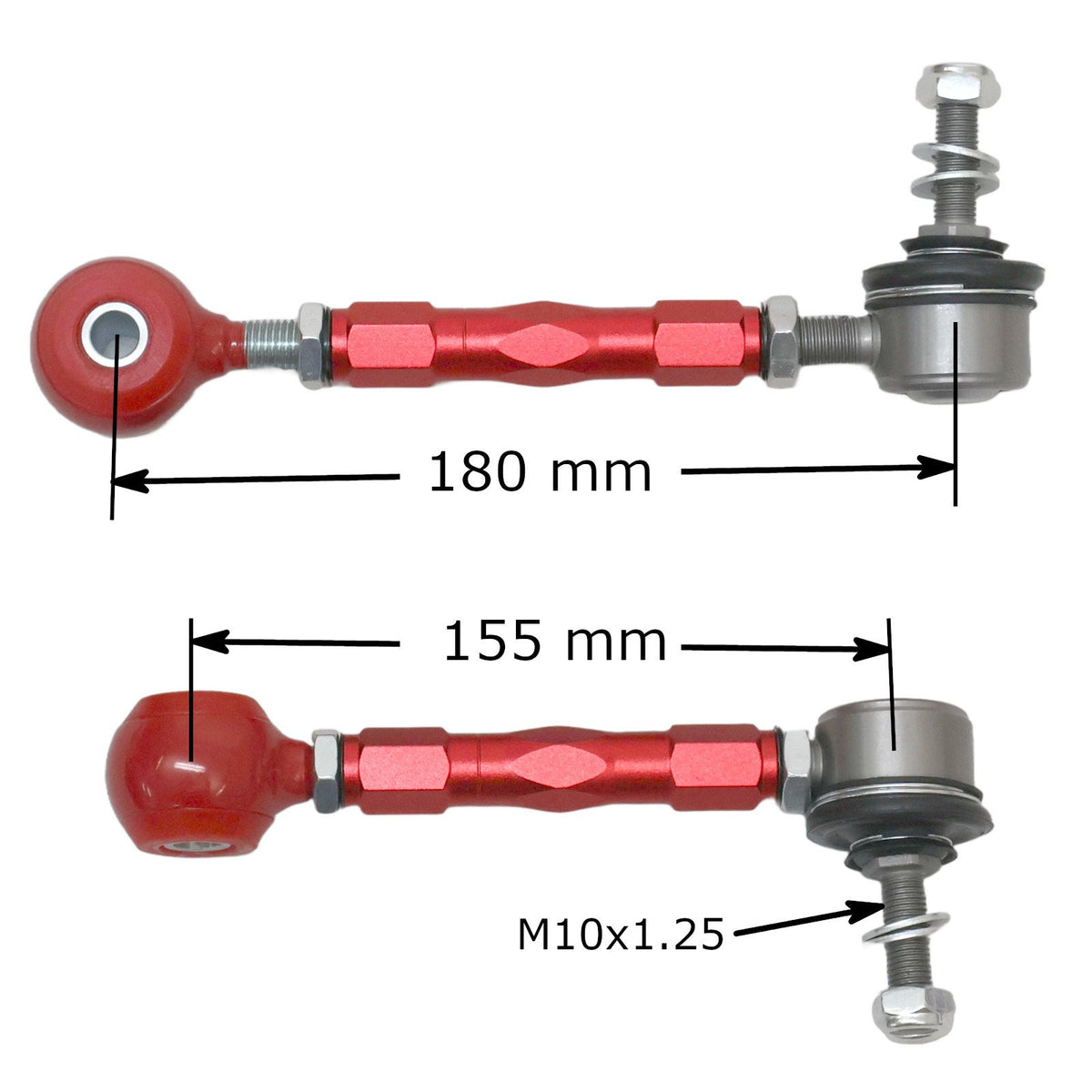 Godspeed Project AK-309-E front adjustable sway bar end links for Audi A8 / S8 / Quattro (D4/D5) 2012-2026, dimension diagram