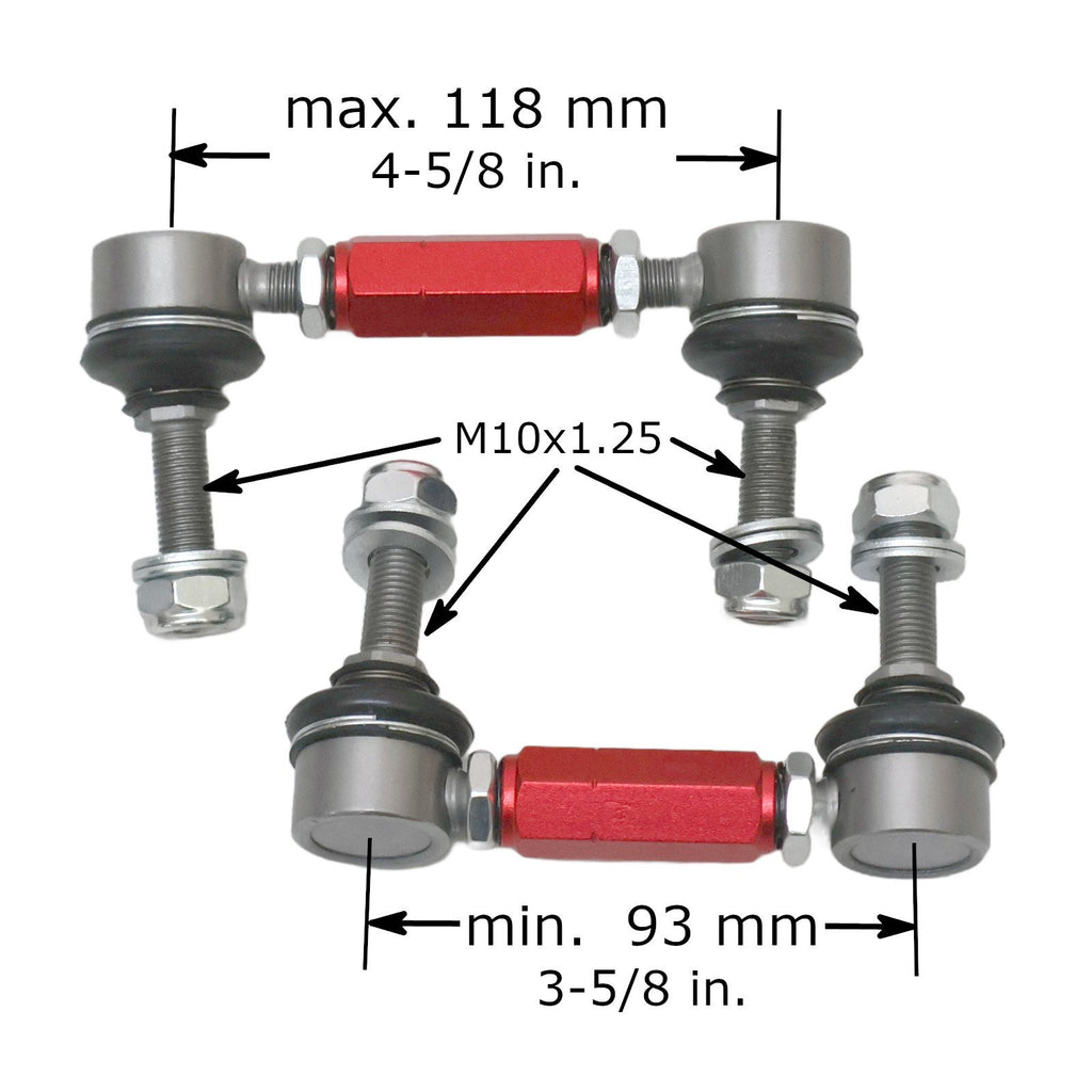 Godspeed Project AK-312-D rear adjustable sway bar end links for Volkswagen Beetle (5C1) 2012-2019, dimension diagram