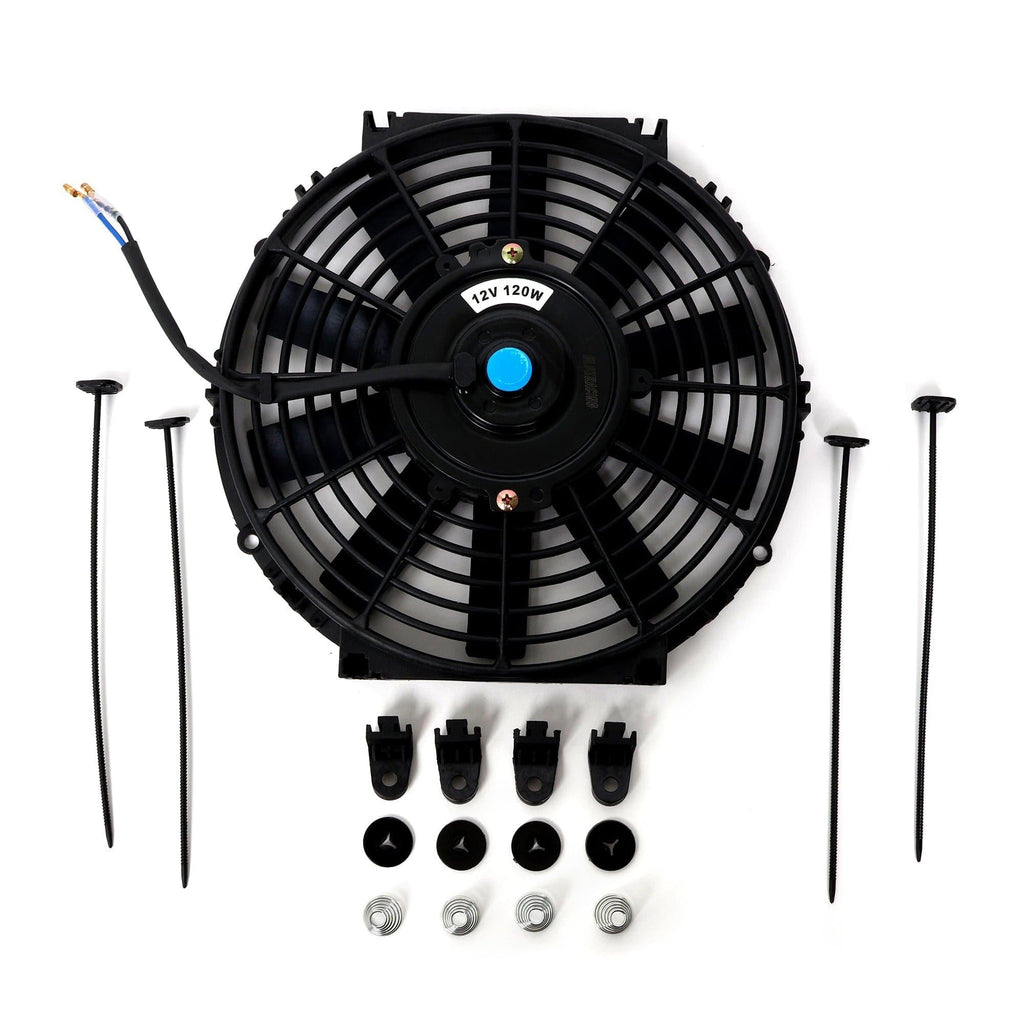 BLOX Racing Electric Slim Fan - 10" / 12" 120W - Straight Blade Black - BLOX Racing