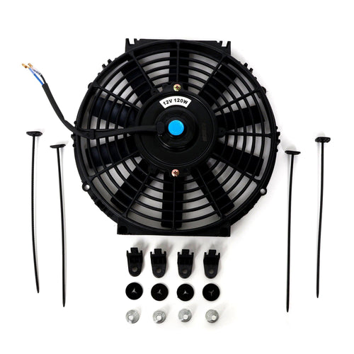 BLOX Racing Electric Slim Fan - 10" / 12" 120W - Straight Blade Black - BLOX Racing
