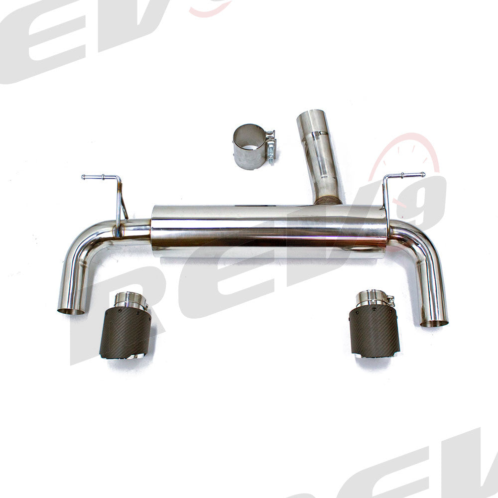 Rev9 Power FlowMaxx Stainless Axle-Back Sports Muffler Exhaust System w/ Carbon Fiber Tip - BMW 335i / 335i xDrive Sedan (F30) 2012-15