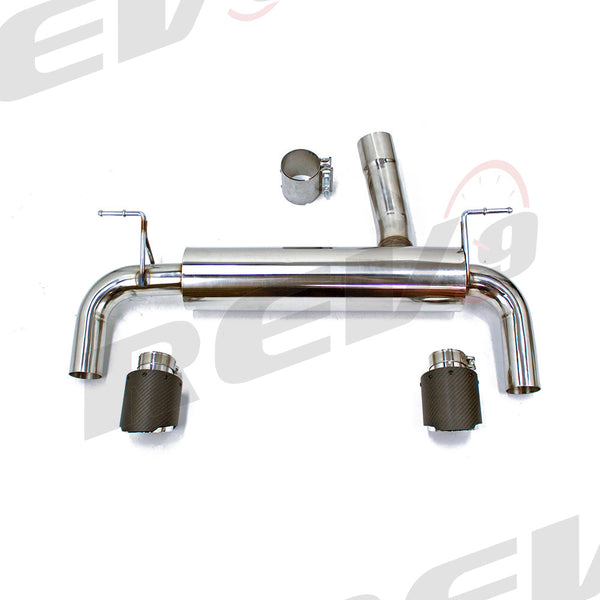 Rev9 Power FlowMaxx Stainless Axle-Back Sports Muffler Exhaust System w/ Carbon Fiber Tip - BMW 335i / 335i xDrive Sedan (F30) 2012-15