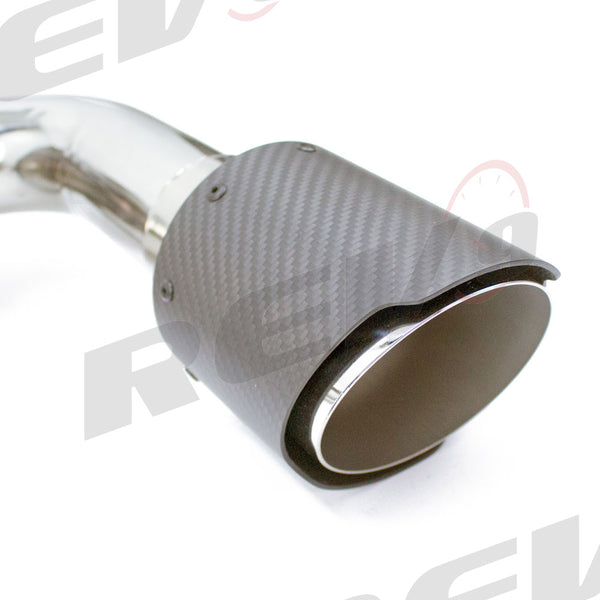 Rev9 Power FlowMaxx Stainless Axle-Back Sports Muffler Exhaust System w/ Carbon Fiber Tip - BMW 435i / 435i xDrive Coupe (F32) Convertible (F33) 2014-16