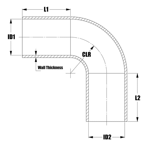 HPS 5/16" ID, 10" Leg, Silicone 90 Degree Elbow Coupler Hose, High Temp 4-ply Reinforced, Black (8mm ID)