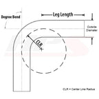 HPS 3.5" OD 15 Degree Bend 6061 Aluminum Elbow, 16 Gauge w/ 5-5/8" CLR