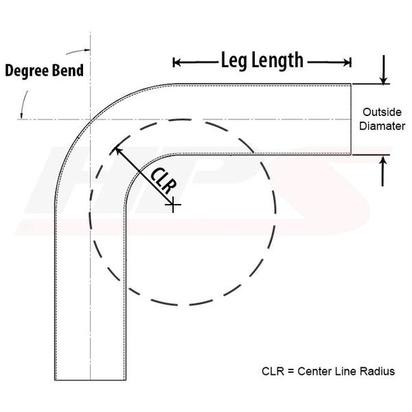 HPS 4" OD 110 Degree Bend 6061 Aluminum Elbow, 16 Gauge w/ 4" CLR