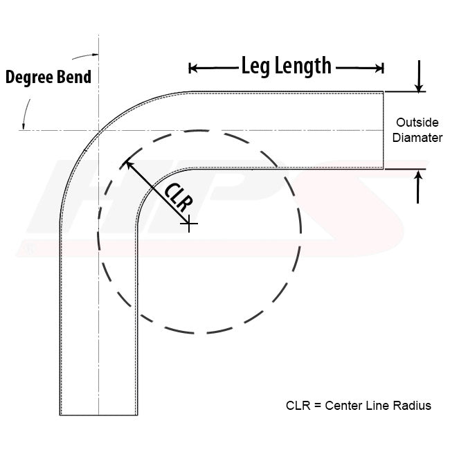HPS 3" OD 110 Degree Bend 6061 Aluminum Elbow, 16 Gauge w/ 4-3/4" CLR