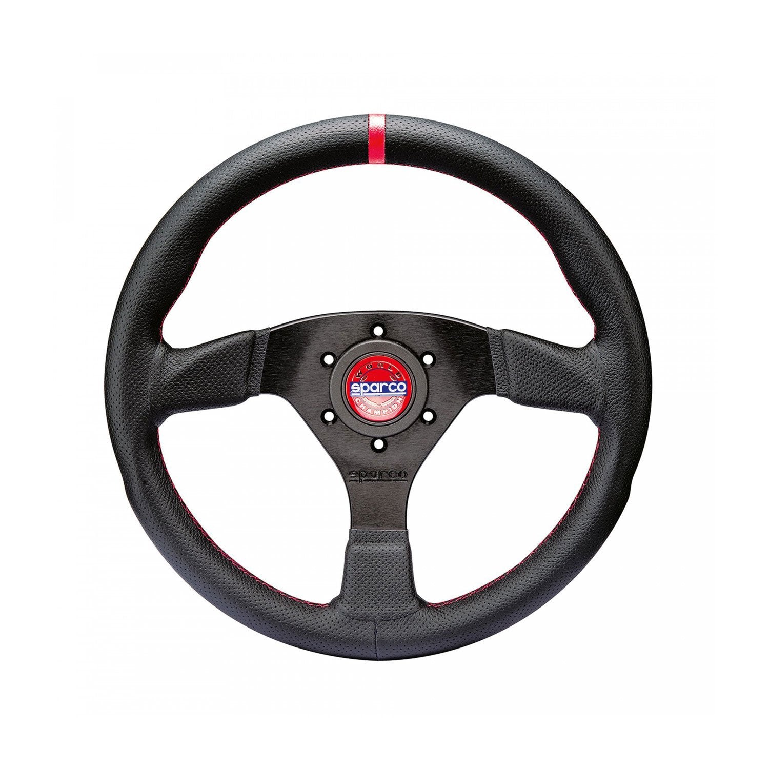 Sparco R383 Champion Steering Wheel 330mm - Perforated Leather, Red Stitching