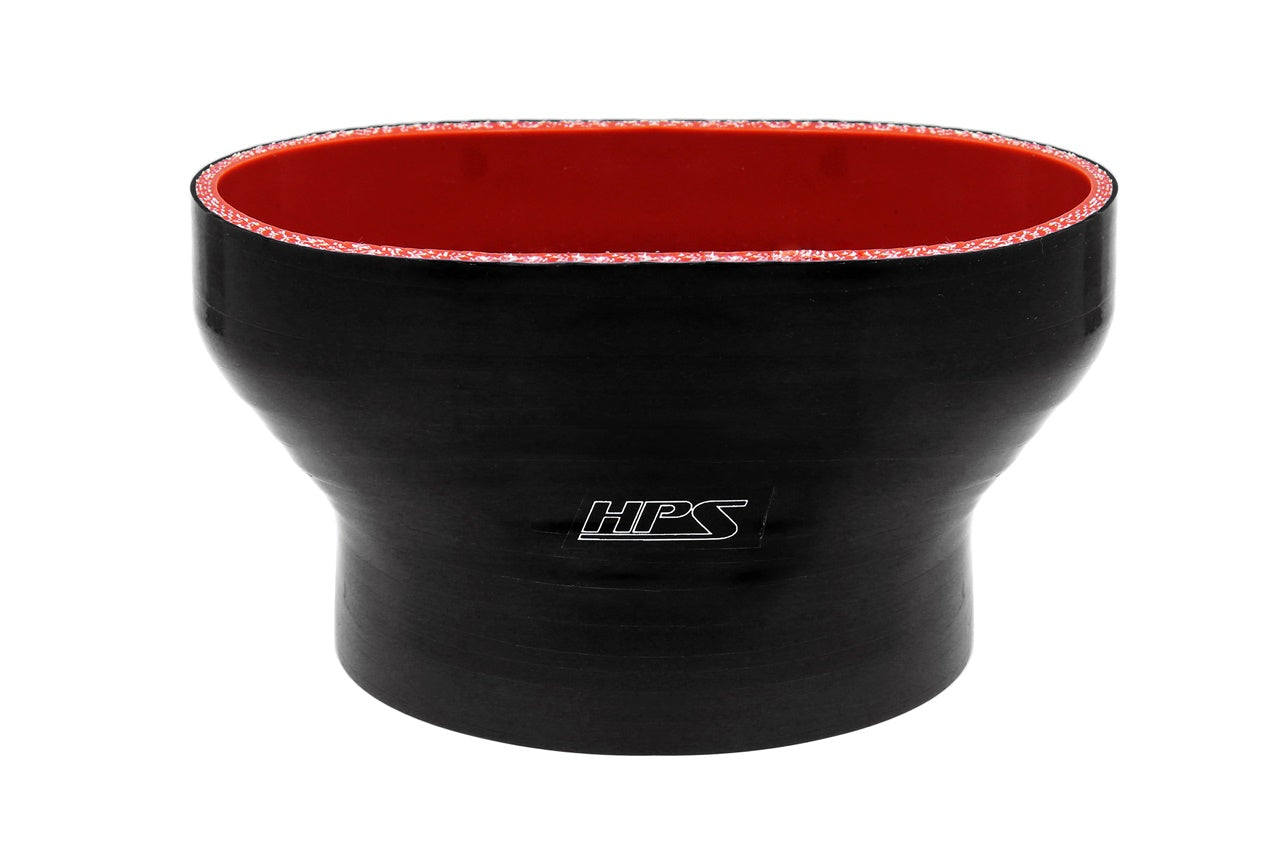 HPS Oval to Round Silicone Reducer Coupler Hose for Ford 60mm Throttle Body M-9926-MSVT to 3-1/4 inch Tubing Black