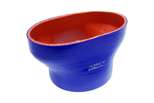 HPS Oval to Round Silicone Reducer Coupler Hose for Ford 60mm Throttle Body (M-9926-MSVT) to 5" Tubing, Blue
