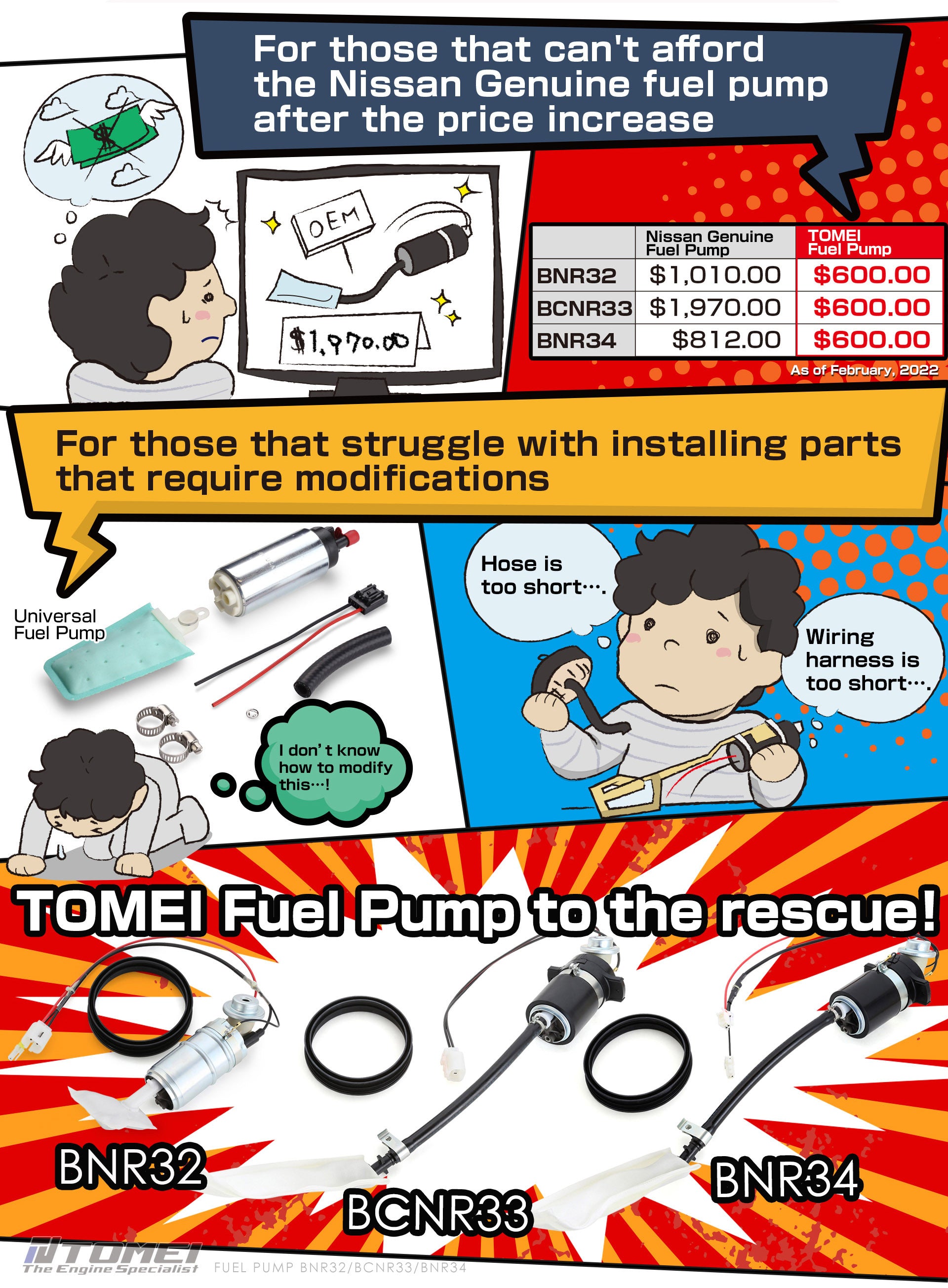 Tomei High Flow Fuel Pump - Nissan SKYLINE GT-R BNR32 RB26DETT