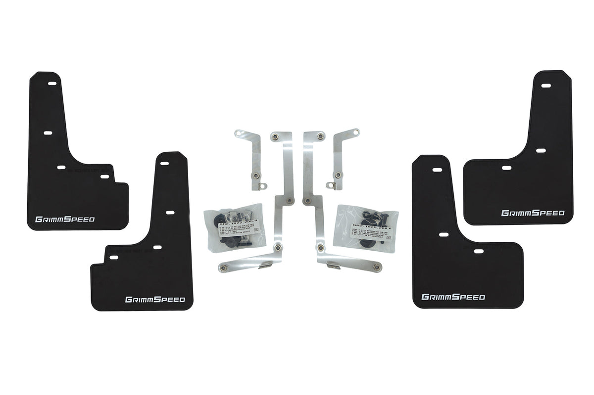 GrimmSpeed Black Mud Flaps White Logo Set of 4