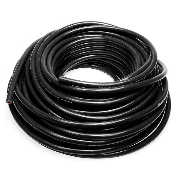 HPS 5/32 inch ID Black high temp reinforced silicone heater hose tubing 50 feet roll Max Temperature Rating: 350F Bend Radius: 3/4 inch