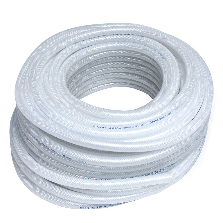 HPS 1/8 inch ID Clear high temp reinforced silicone heater hose tubing 25 feet roll Max Temperature Rating: 350F Bend Radius: 1/2 inch