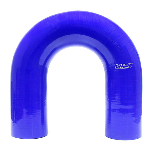 HPS 2.75 inch ID High Temp 4-ply Reinforced Silicone 180 Degree U Bend Elbow Coupler Hose Blue 70mm ID