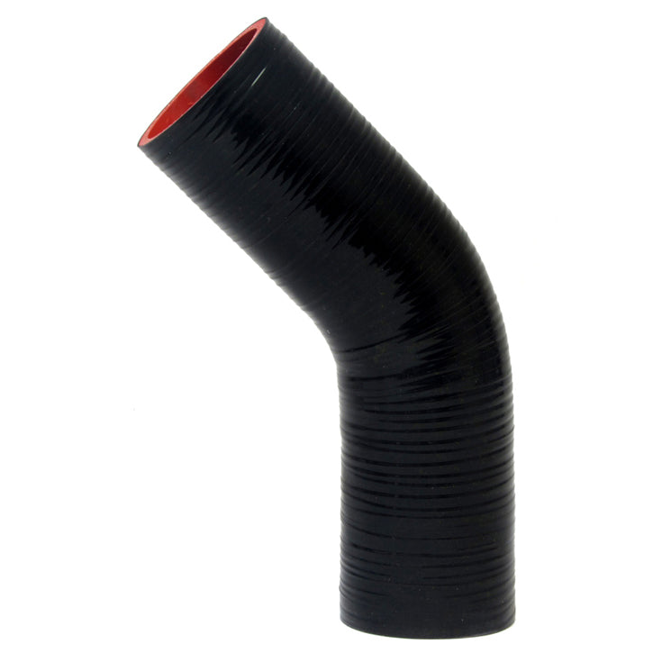 HPS 3-1/8 inch ID High Temp 4-ply Reinforced Silicone 45 Degree Elbow Coupler Hose Black 80mm ID