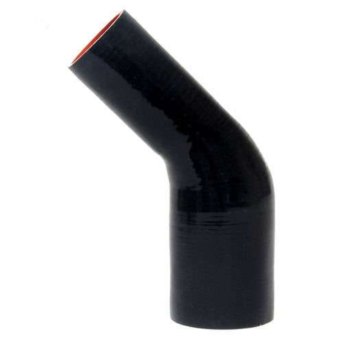 HPS 5/8 inch - 7/8 inch ID High Temp 4-ply Reinforced Silicone 45 Degree Elbow Reducer Hose Black 16mm - 22mm ID