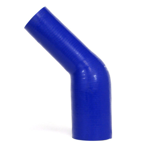 HPS 5/8 inch - 3/4 inch ID High Temp 4-ply Reinforced Silicone 45 Degree Elbow Reducer Hose Blue 16mm - 19mm ID