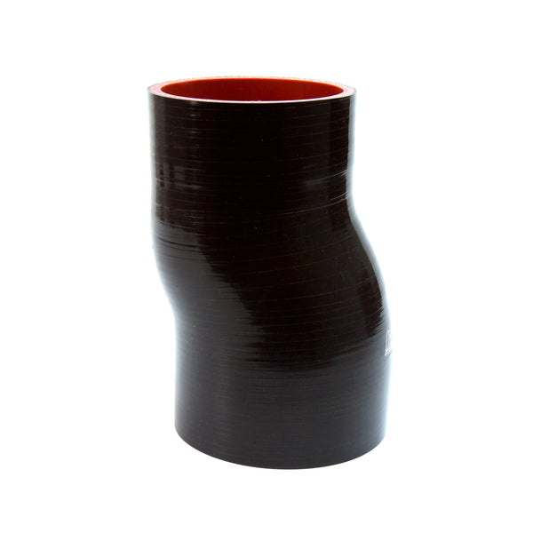 HPS 3 inch ID 6 inch Long High Temp 4-ply Reinforced Silicone Offset Coupler Hose Black 76mm ID 152mm Length