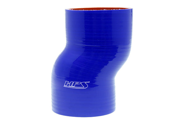 HPS 3.5 inch ID 6 inch Long High Temp 4-ply Reinforced Silicone Offset Coupler Hose Blue 89mm ID 152mm Length