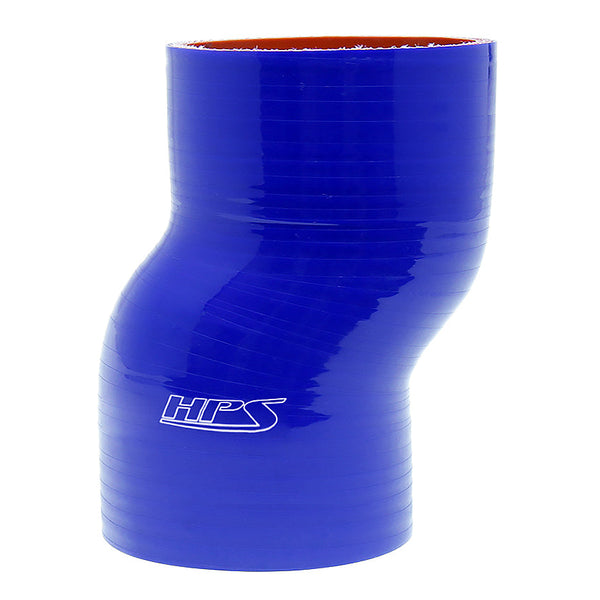HPS 3.5 inch ID 6 inch Long High Temp 4-ply Reinforced Silicone Offset Coupler Hose Blue 89mm ID 152mm Length