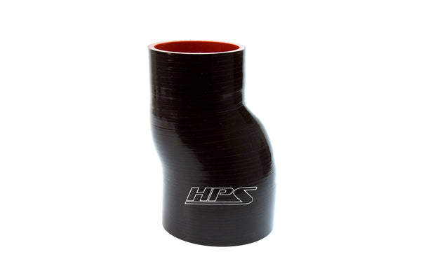 HPS 4 inch - 4-1/2 inch 102mm - 114mm Silicone Offset Reducer Coupler Hose 6 inch Long High Temp 4-ply Reinforced Black