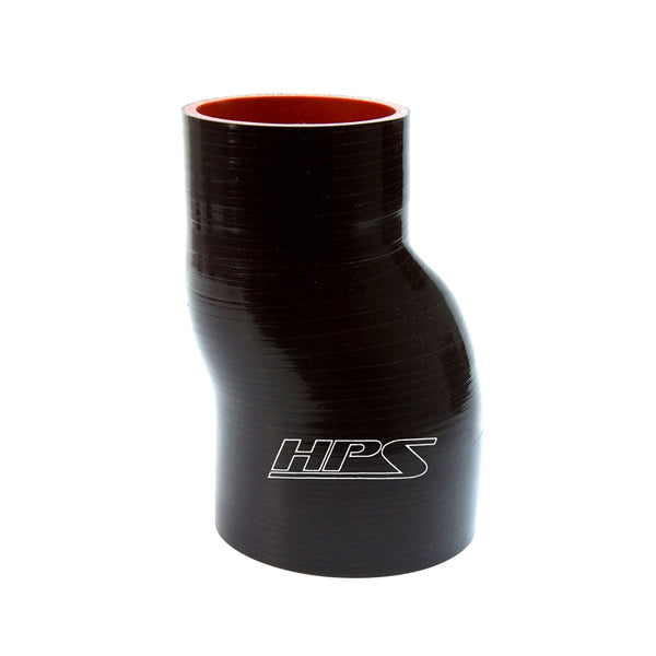 HPS 3-1/4 inch - 3-1/2 inch 83mm - 89mm Silicone Offset Reducer Coupler Hose 6 inch Long High Temp 4-ply Reinforced Black