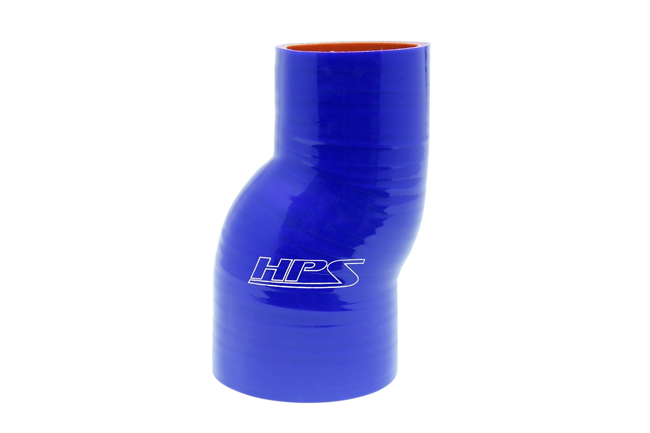 HPS 2.5 inch - 3 inch ID 6 inch Long High Temp 4-ply Reinforced Silicone Offset Reducer Coupler Hose Blue 63mm - 76mm ID 152mm Length