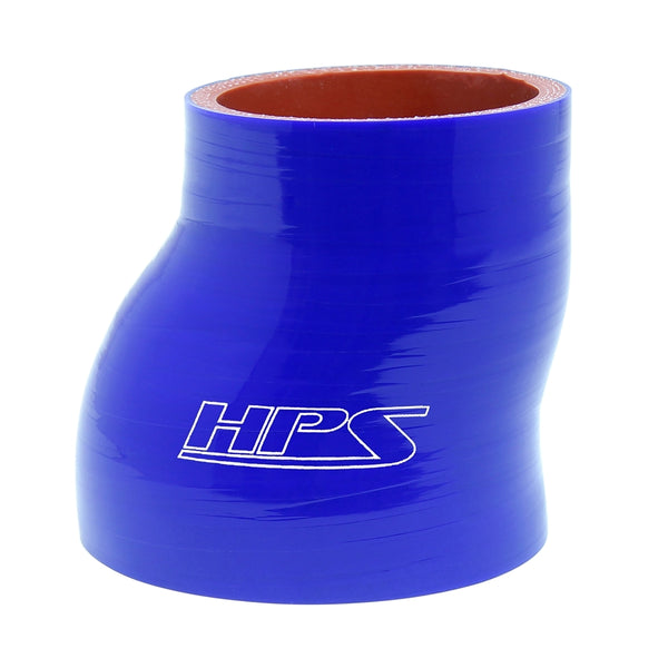 HPS 1-1/2 inch - 2 inch ID 3 inch Long High Temp 4-ply Reinforced Silicone Offset Reducer Coupler Hose Blue 38mm - 51mm ID 76mm Length