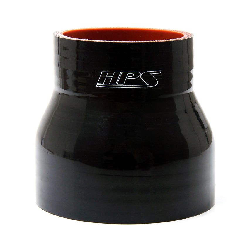 HPS 2 inch - 2-1/8 inch ID 3 inch Long High Temp 4-ply Reinforced Silicone Reducer Coupler Hose Black 51mm - 54mm ID 76mm Length