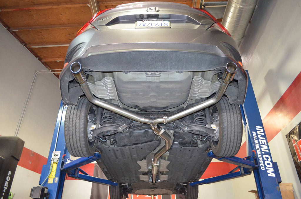 Injen SES1572TT installed exhaust detail for Honda Civic Sedan