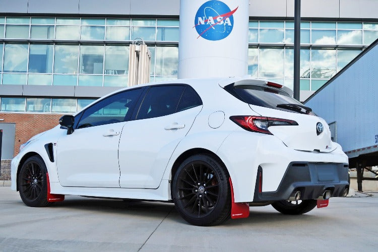 Rally Armor UR Red w/ White Logo Mud Flaps Set of 4 for Toyota GR Corolla Hatch (2023+)