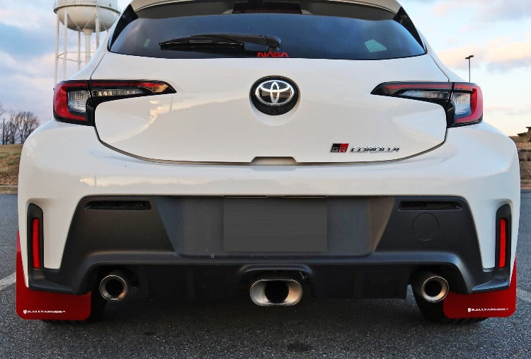 Rally Armor UR Red w/ White Logo Mud Flaps Set of 4 for Toyota GR Corolla Hatch (2023+)